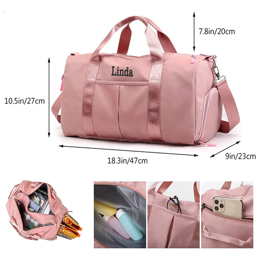 Duffel Bag Embroidered Sports Gym Bag, Travel with Wet Dry Pockets & Shoe Compartment Gift For Groomsman,Bridesmaid