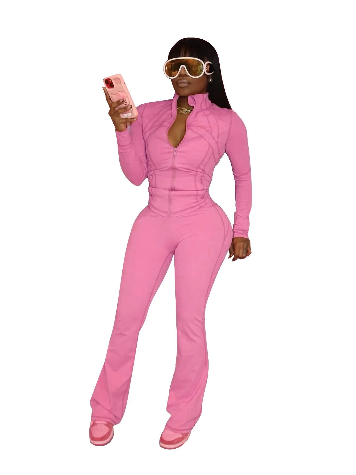 Casual Women's Long Sleeve Tight Fitting Sports Clothing 2-Piece Set Sexy Style Cross Border Trade European And American Market