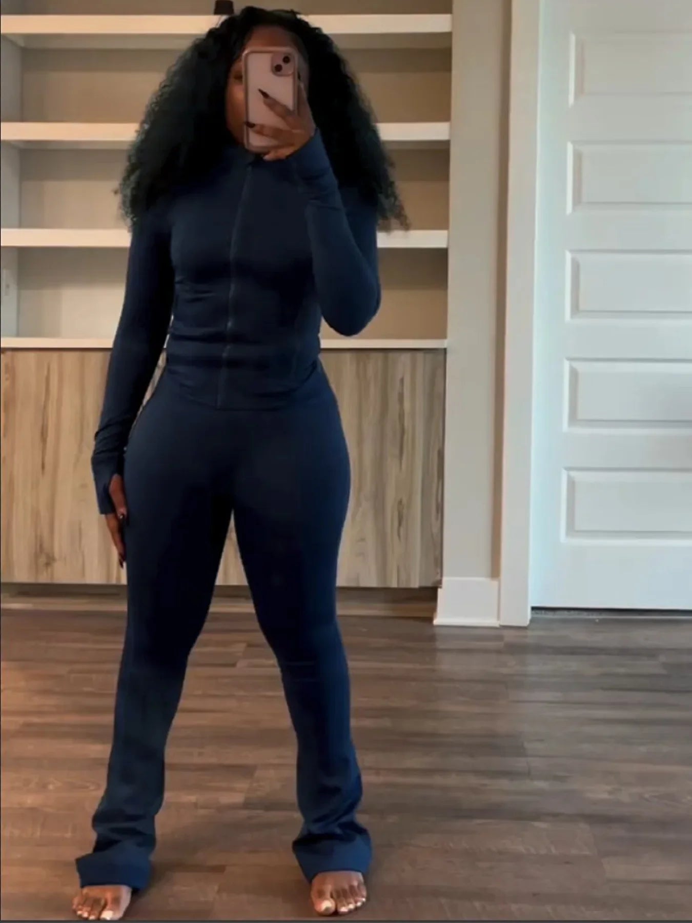 Casual Women's Long Sleeve Tight Fitting Sports Clothing 2-Piece Set Sexy Style Cross Border Trade European And American Market