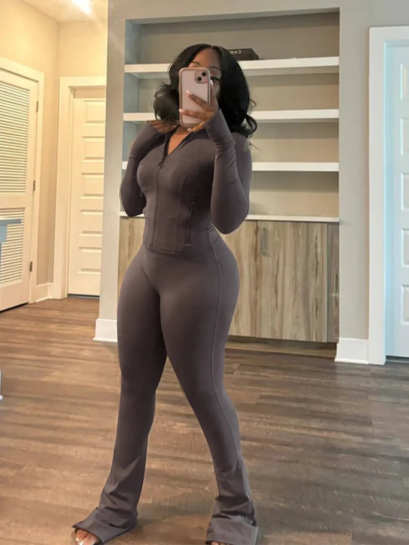 Casual Women's Long Sleeve Tight Fitting Sports Clothing 2-Piece Set Sexy Style Cross Border Trade European And American Market