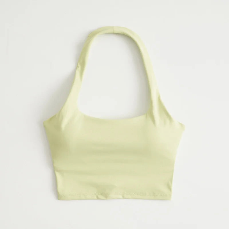 Sexy Halter Padded Athletic Sport Bra Women Backless Workout Gym Yoga Crop Top Fitness Bra with Built In Bra