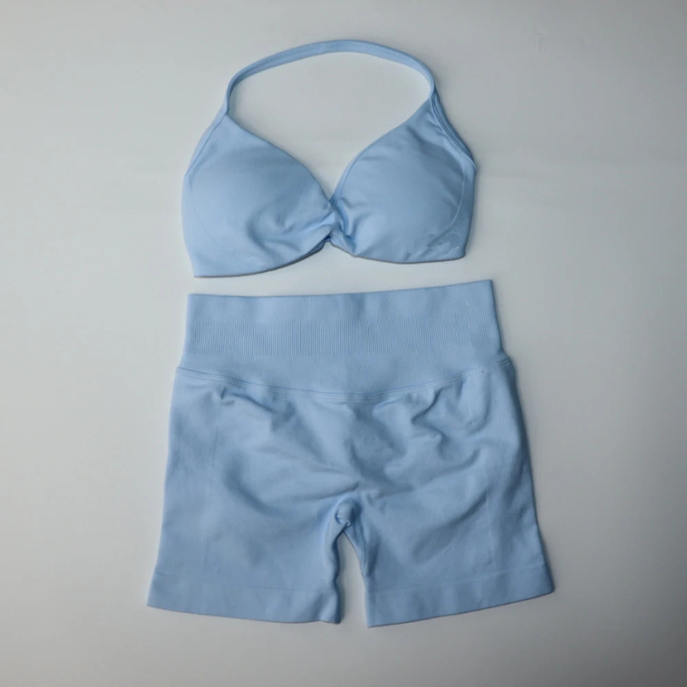 2 Piece Strappy Yoga Bra & Scrunch Shorts