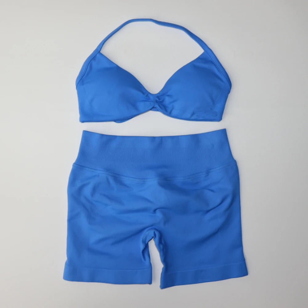 2 Piece Strappy Yoga Bra & Scrunch Shorts