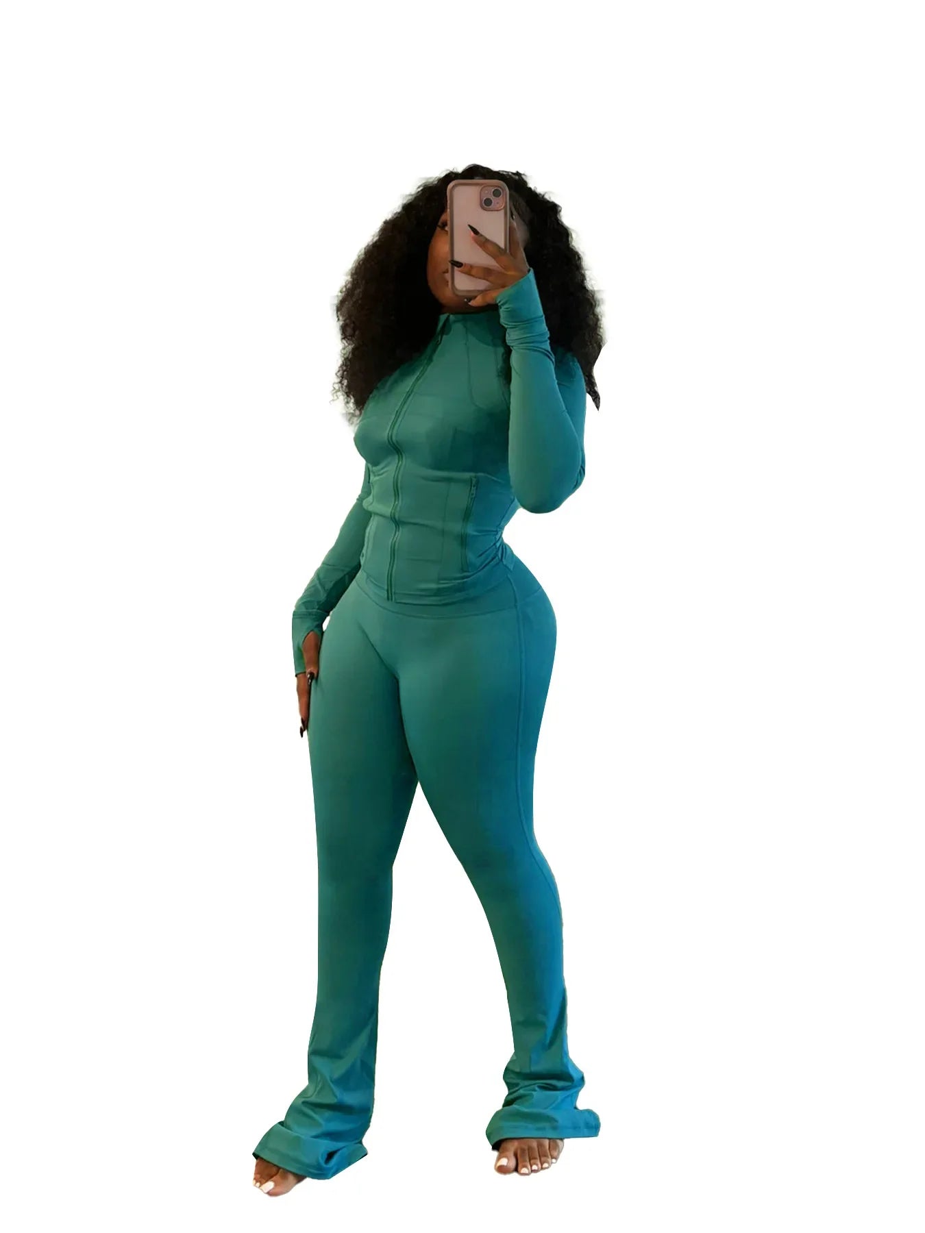 Casual Women's Long Sleeve Tight Fitting Sports Clothing 2-Piece Set Sexy Style Cross Border Trade European And American Market