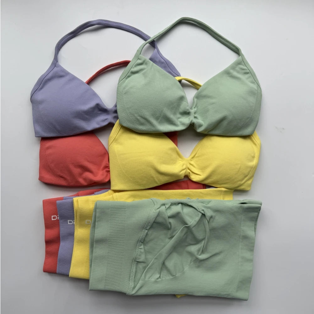 2 Piece Strappy Yoga Bra & Scrunch Shorts