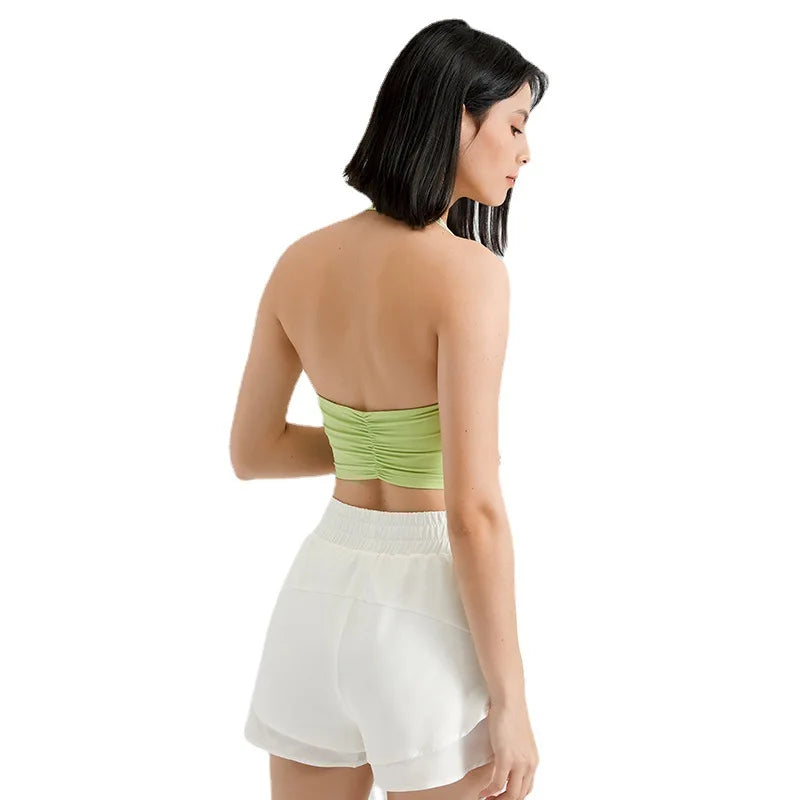 Sexy Halter Padded Athletic Sport Bra Women Backless Workout Gym Yoga Crop Top Fitness Bra with Built In Bra
