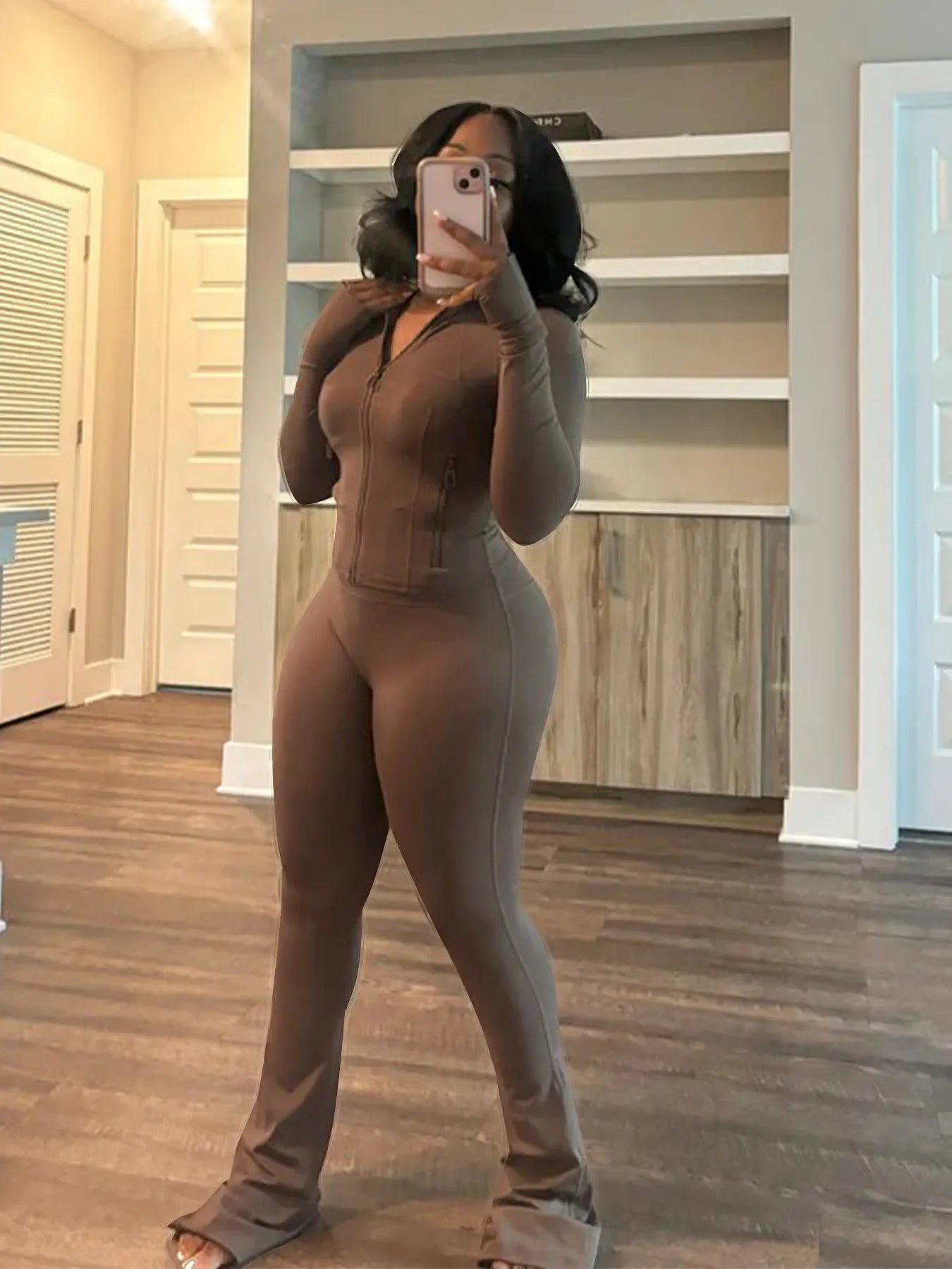 Casual Women's Long Sleeve Tight Fitting Sports Clothing 2-Piece Set Sexy Style Cross Border Trade European And American Market