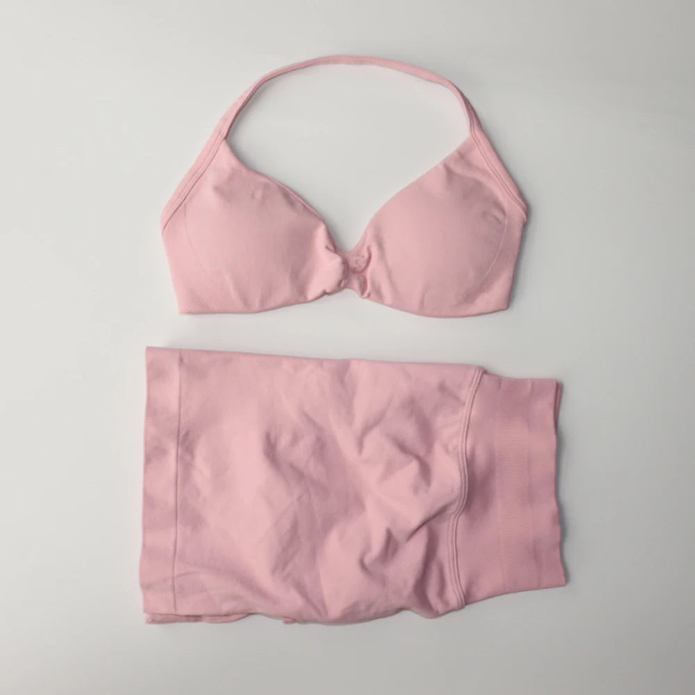 2 Piece Strappy Yoga Bra & Scrunch Shorts