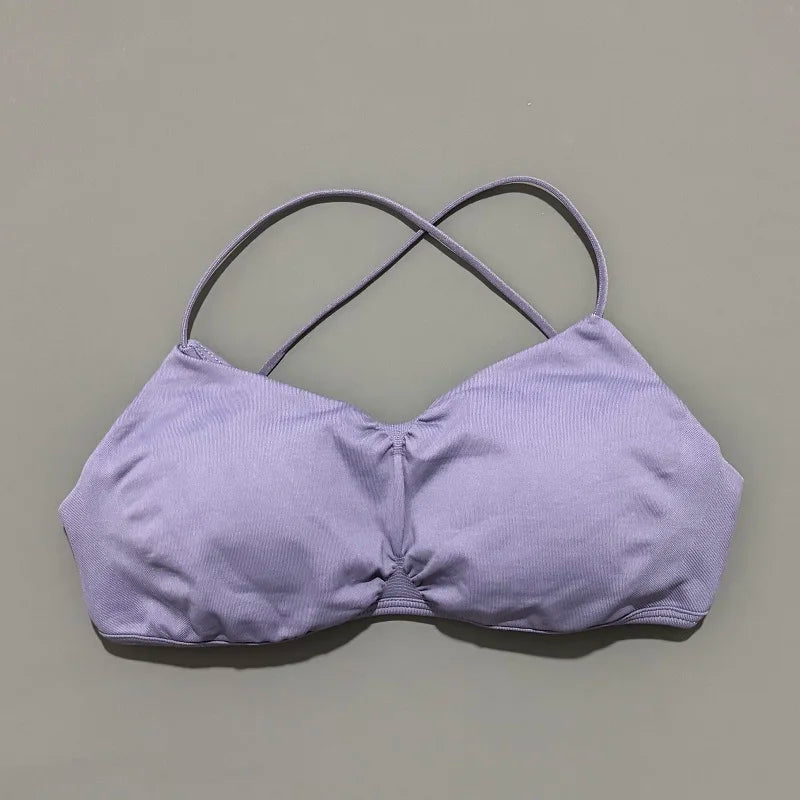 Seamless Cross Back Halter Sports Bra