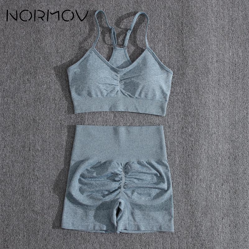Two Piece Workout Set Solid Yoga Set Seamless Tracksuit