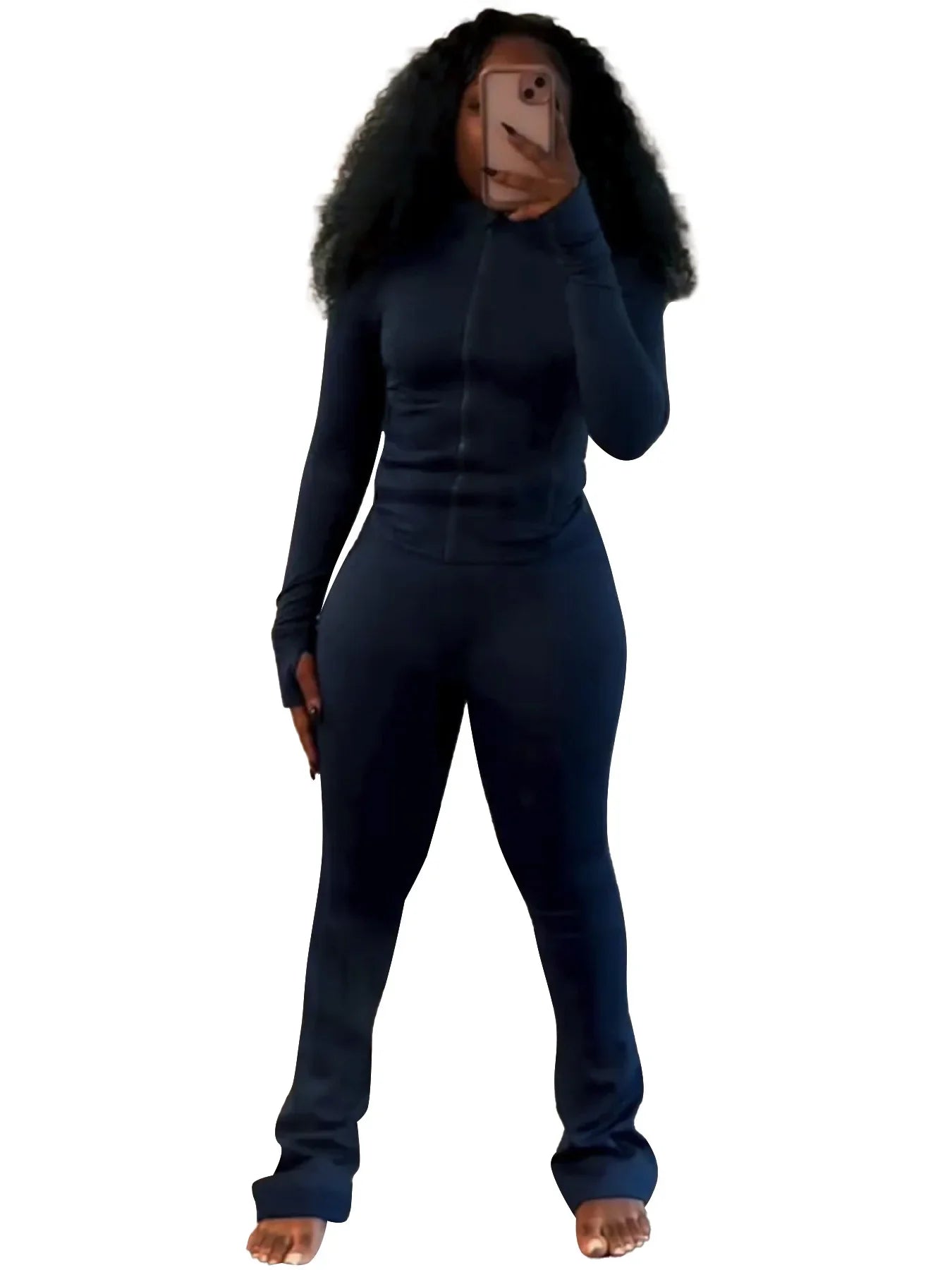 Casual Women's Long Sleeve Tight Fitting Sports Clothing 2-Piece Set Sexy Style Cross Border Trade European And American Market