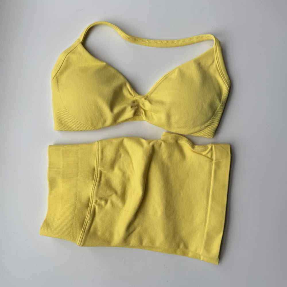 2 Piece Strappy Yoga Bra & Scrunch Shorts