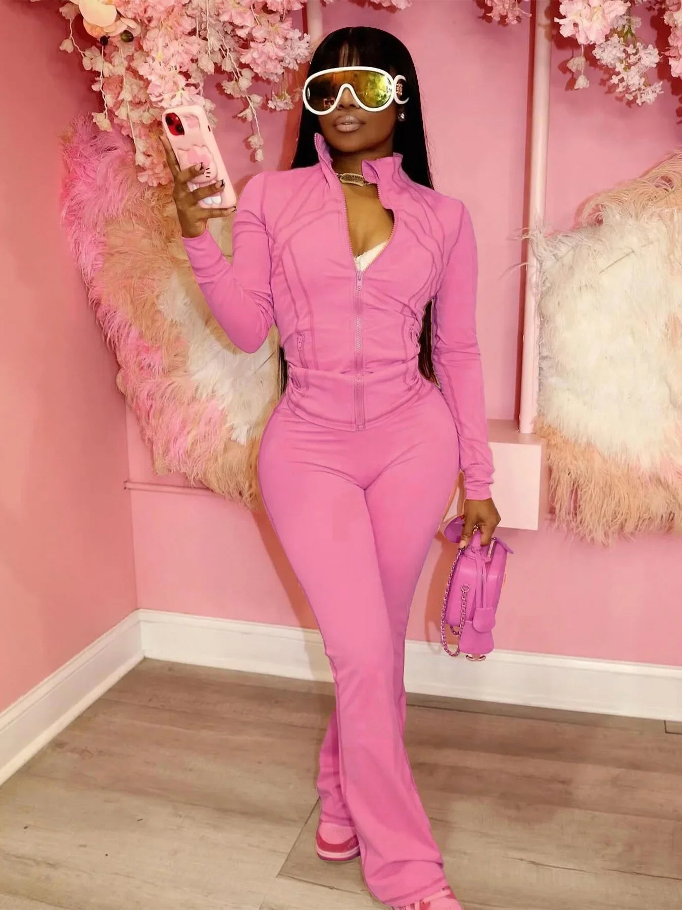 Casual Women's Long Sleeve Tight Fitting Sports Clothing 2-Piece Set Sexy Style Cross Border Trade European And American Market