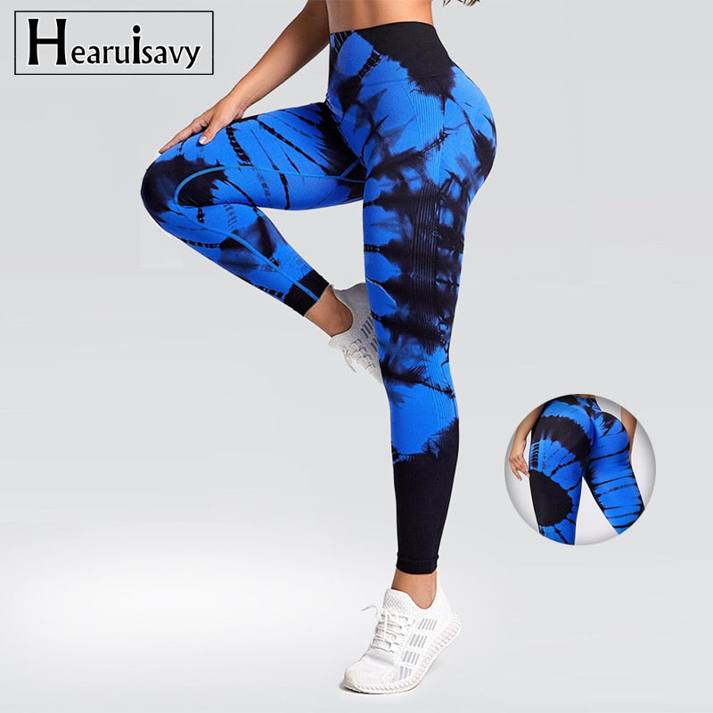 New Tie-Dye Seamless Yoga Leggings, Breathable High Waist