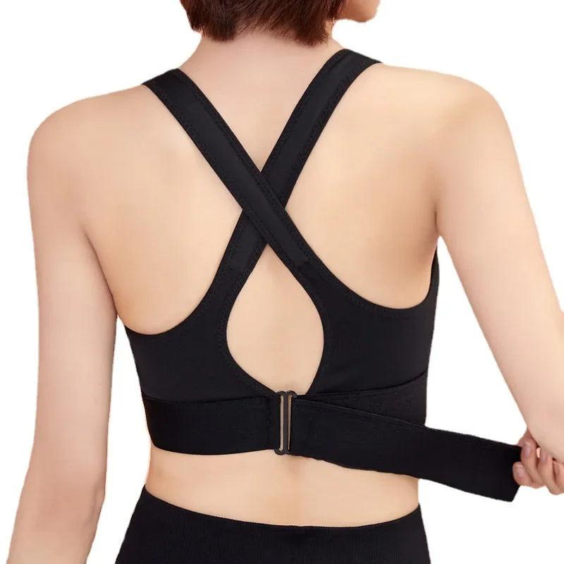 Sports Bras with Front Zipper, Plus Size Adjustable