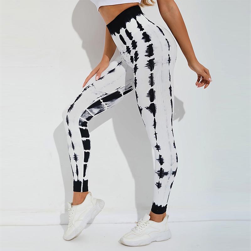 Tie Dye Seamless Leggings, High Waist Printed Leggings