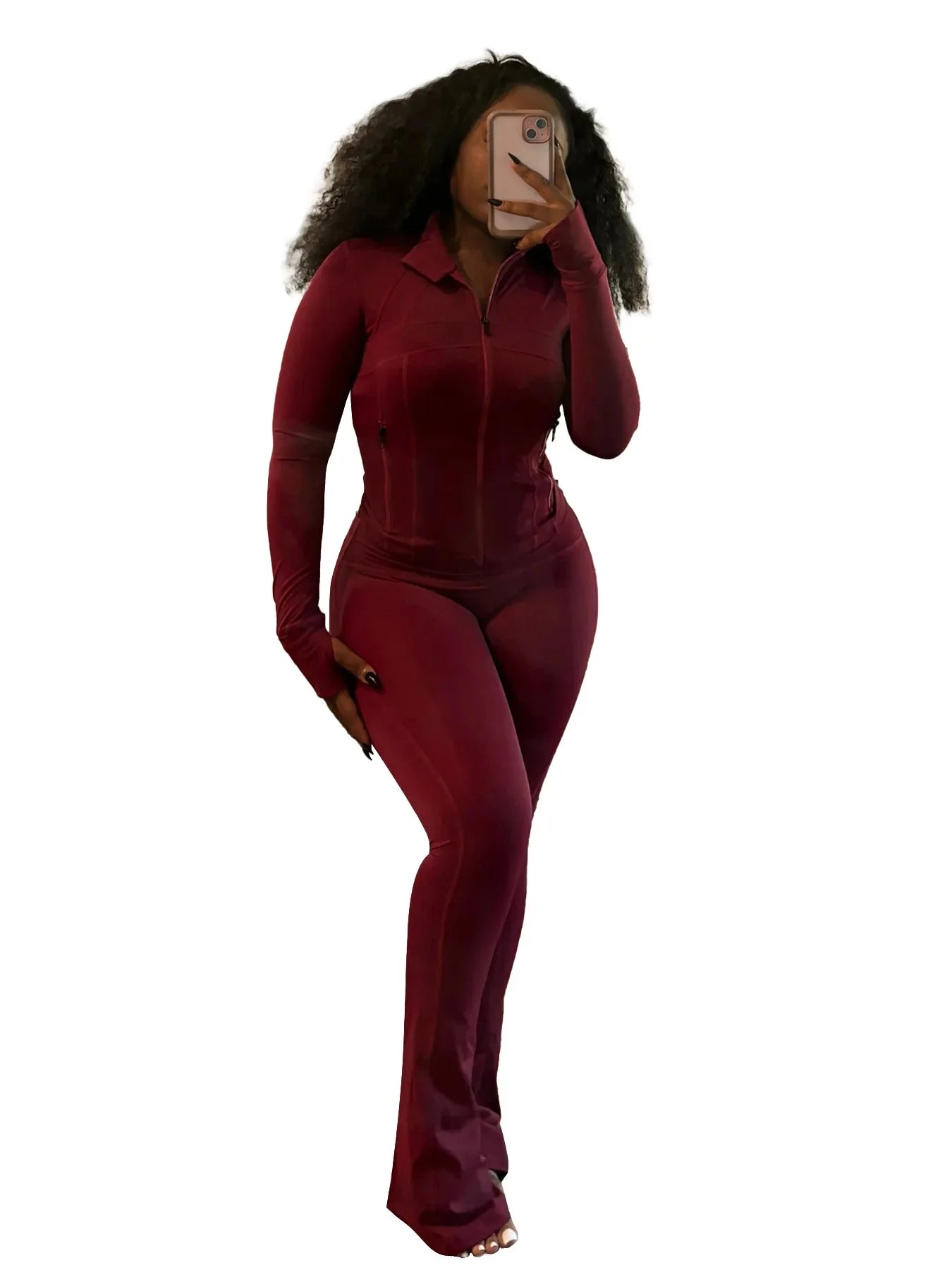 Casual Women's Long Sleeve Tight Fitting Sports Clothing 2-Piece Set Sexy Style Cross Border Trade European And American Market