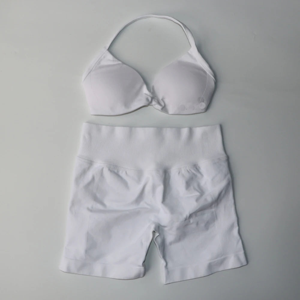2 Piece Strappy Yoga Bra & Scrunch Shorts