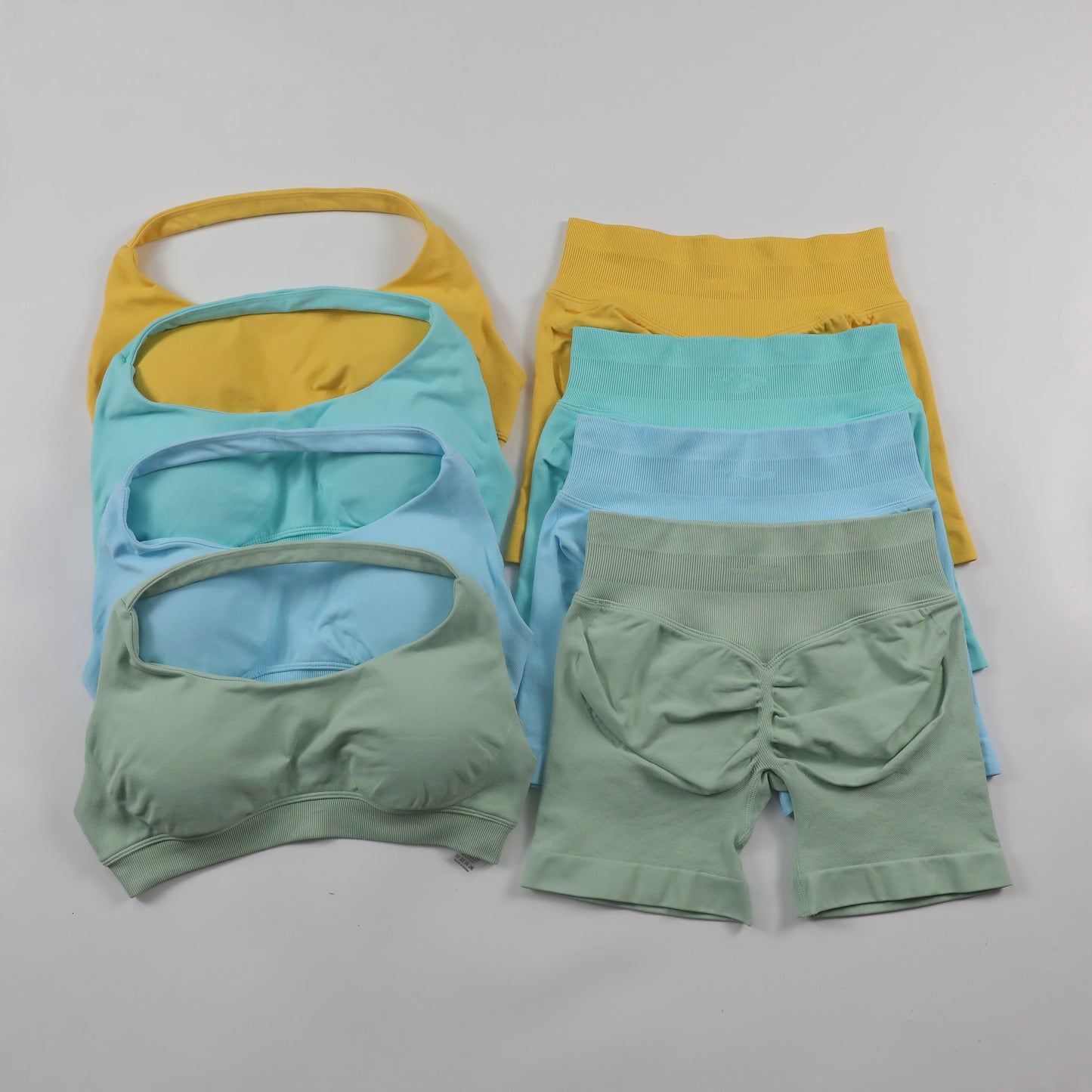 Impact Shorts, Seamless Set, Halter Sports Bra, Low Waist Scrunch