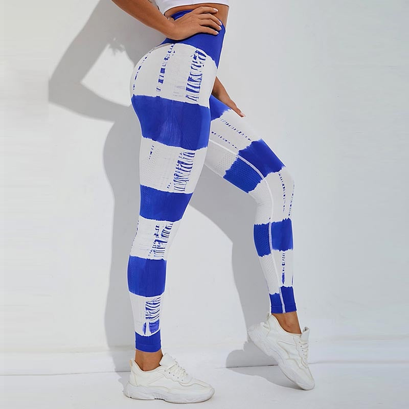 Tie Dye Seamless Leggings, High Waist Printed Leggings
