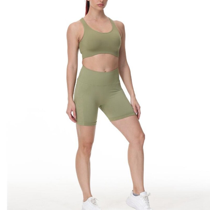 High Waist Set Shorts + Sports Bra
