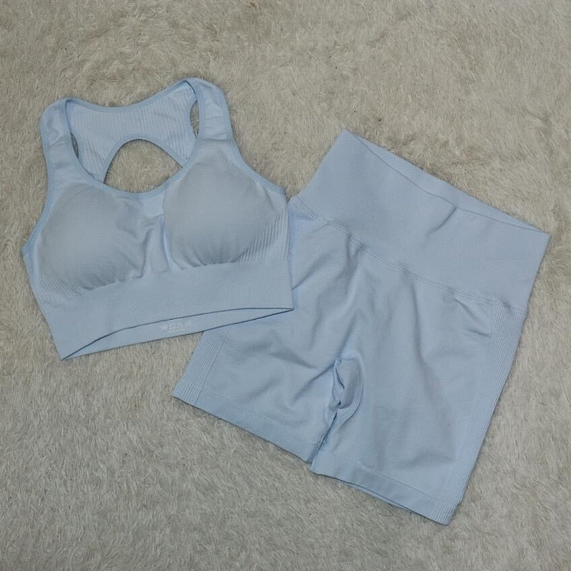 High Waist Set Shorts + Sports Bra