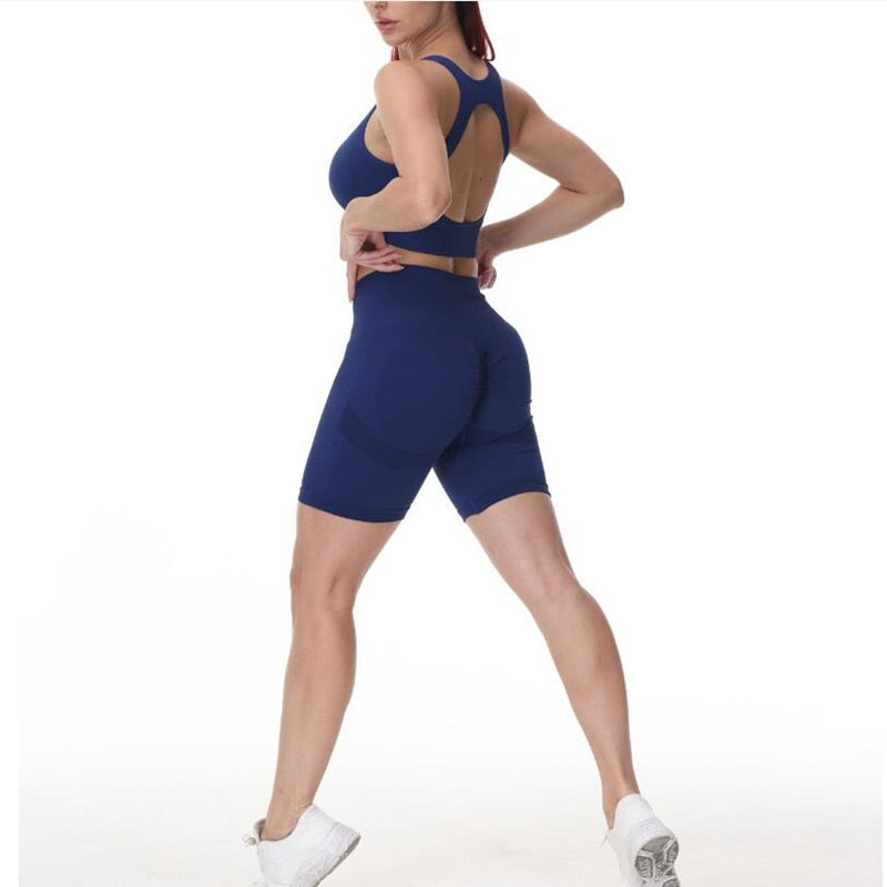 High Waist Set Shorts + Sports Bra