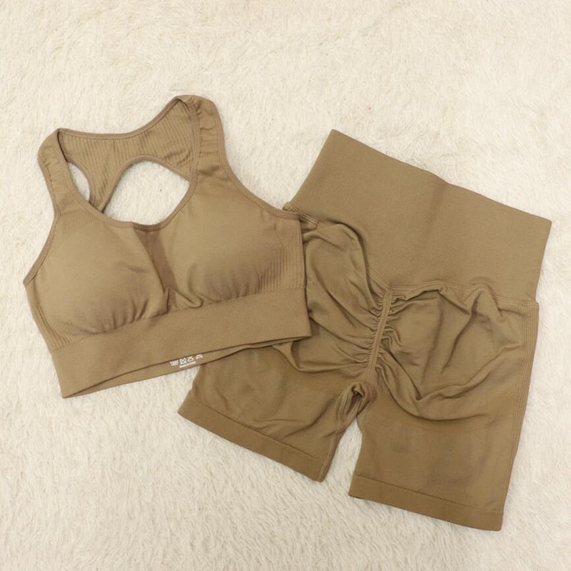 High Waist Set Shorts + Sports Bra