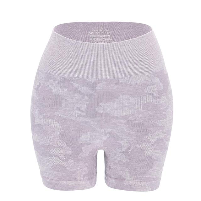 Camo Seamless High Waist Yoga Shorts, Camouflage Workout Shorts Squat Proof