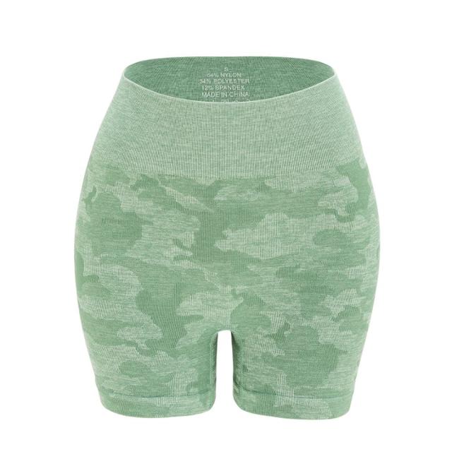 Camo Seamless High Waist Yoga Shorts, Camouflage Workout Shorts Squat Proof