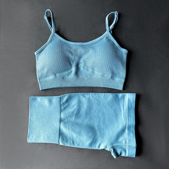 Seamless 2 Piece Yoga Set, Sports Bra+Shorts Set