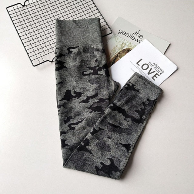 Seamless Camouflage Leggings, High Waist Scrunch yoga pants