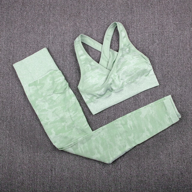 Seamless Two Piece Set, Sports Bra, High Waist Workout Leggings