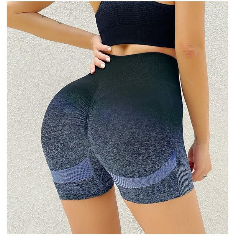 UNIQUE High Waist Ombre Yoga Shorts