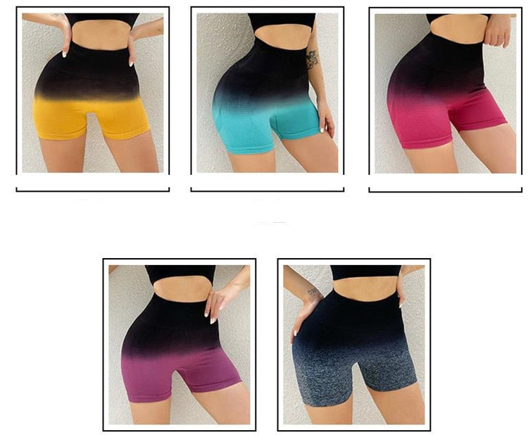 UNIQUE High Waist Ombre Yoga Shorts
