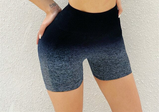UNIQUE High Waist Ombre Yoga Shorts