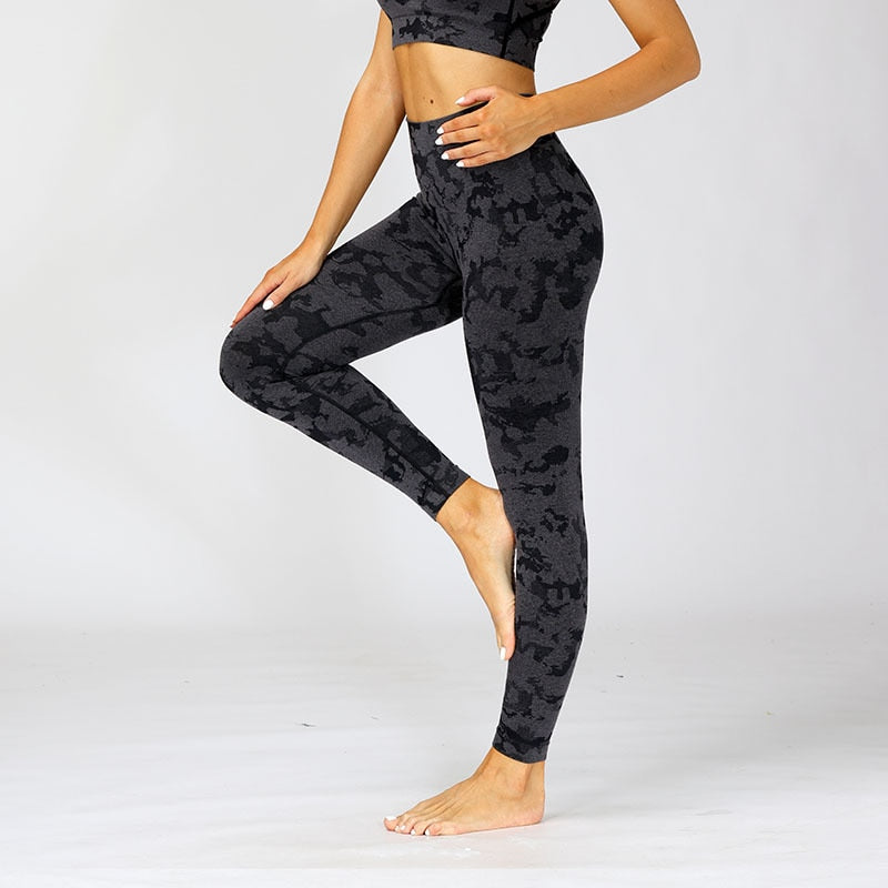 Seamless Camouflage Leggings, High Waist Scrunch yoga pants