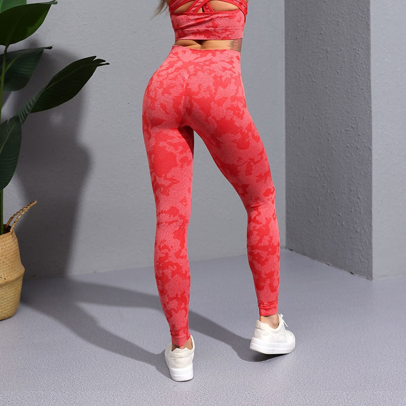 Seamless Camouflage Leggings, High Waist Scrunch yoga pants