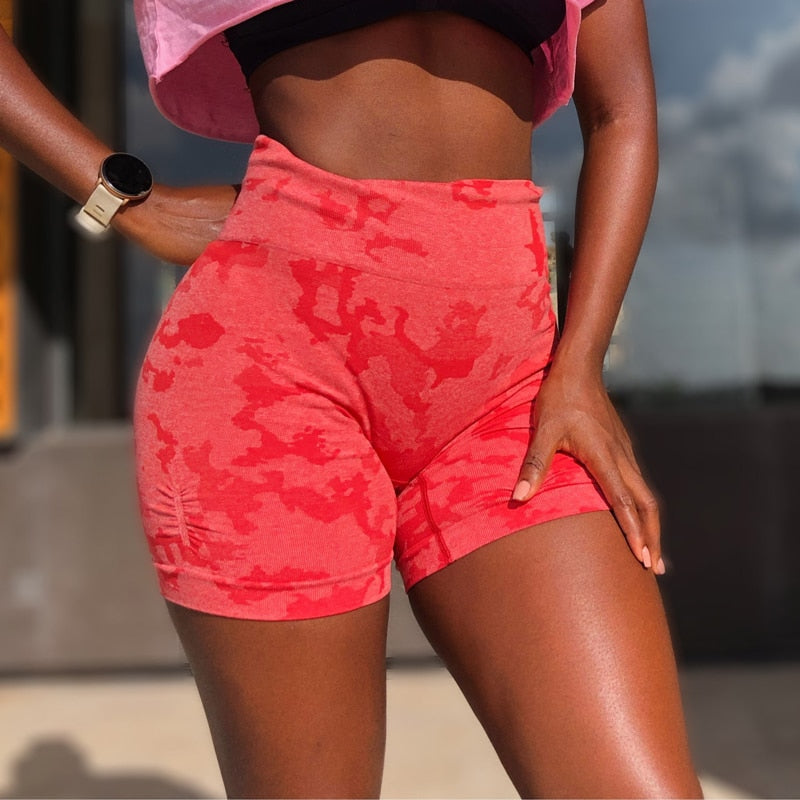 Women Adapt Camo Seamless Shorts, High Waisted Workout Shorts