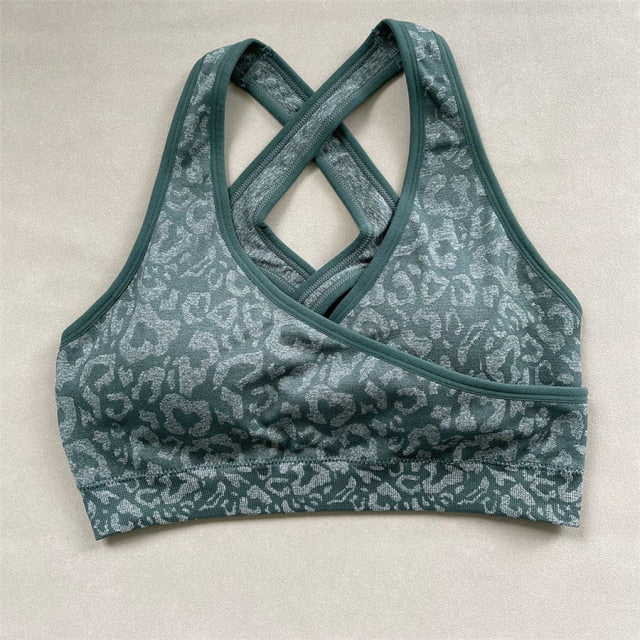 2PCS Women Seamless Leopard Yoga Set