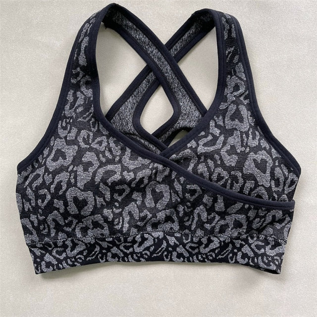 2PCS Women Seamless Leopard Yoga Set