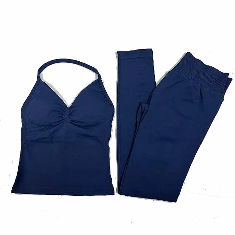 2Pcs Gym Set, Yoga Set Seamless High Impacts Leggings, Sports Bra Top Workout Outfit Fitness Activewear Running Training Clothes