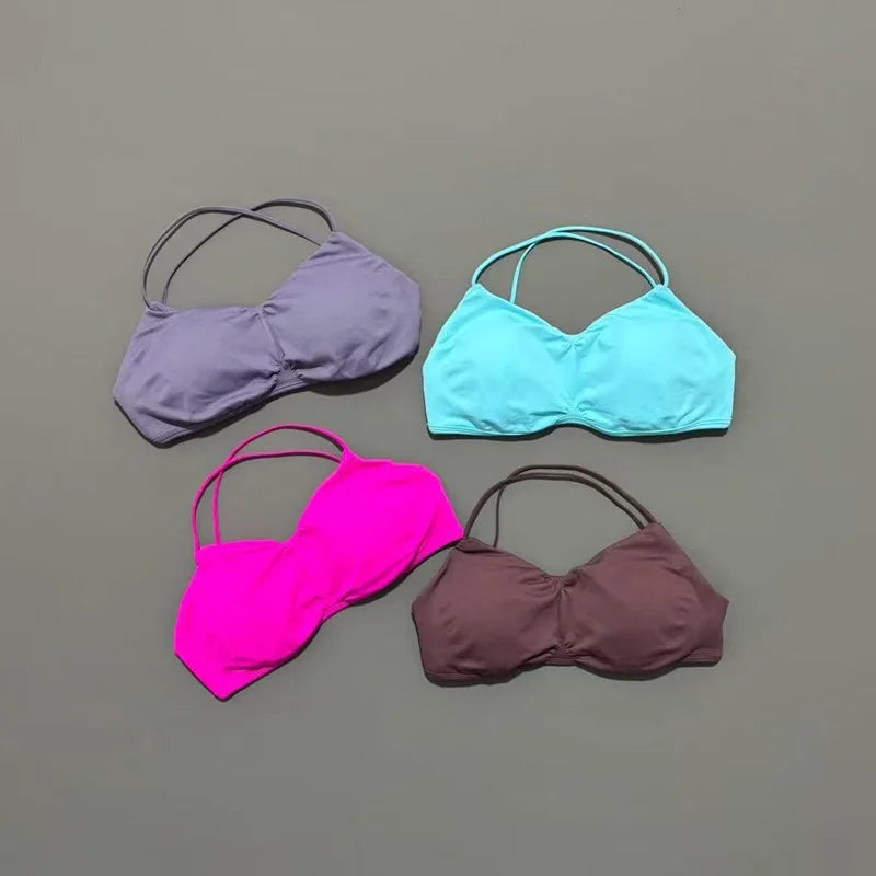 Seamless Cross Back Halter Sports Bra