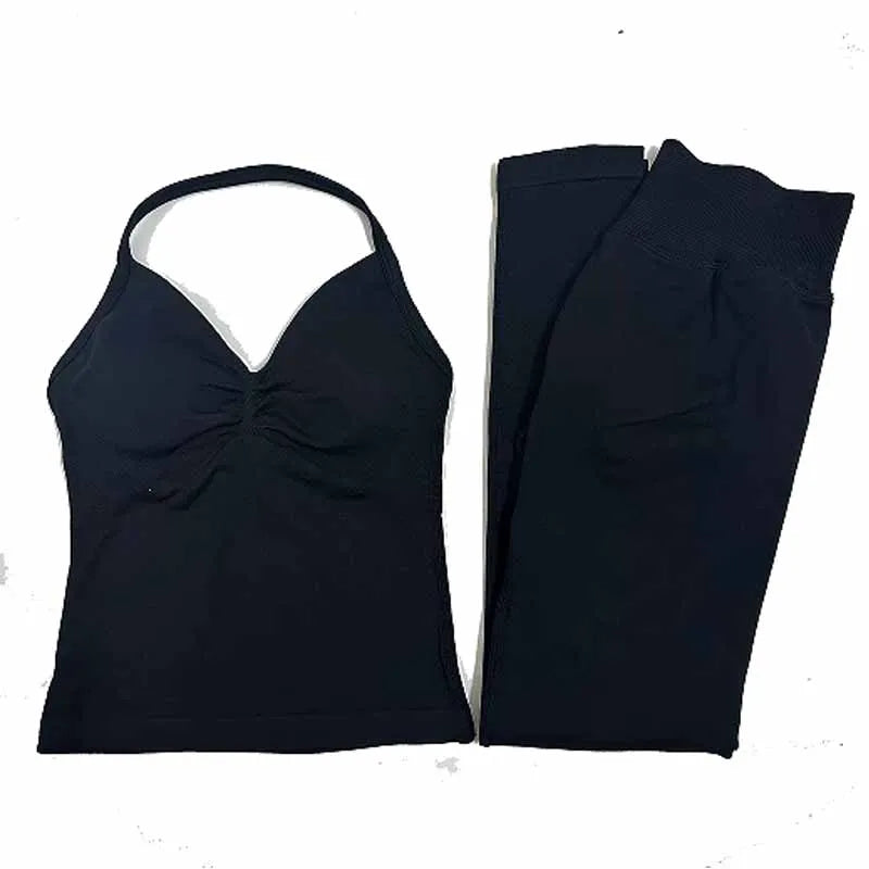 2Pcs Gym Set, Yoga Set Seamless High Impacts Leggings, Sports Bra Top Workout Outfit Fitness Activewear Running Training Clothes