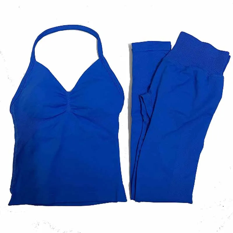 2Pcs Gym Set, Yoga Set Seamless High Impacts Leggings, Sports Bra Top Workout Outfit Fitness Activewear Running Training Clothes