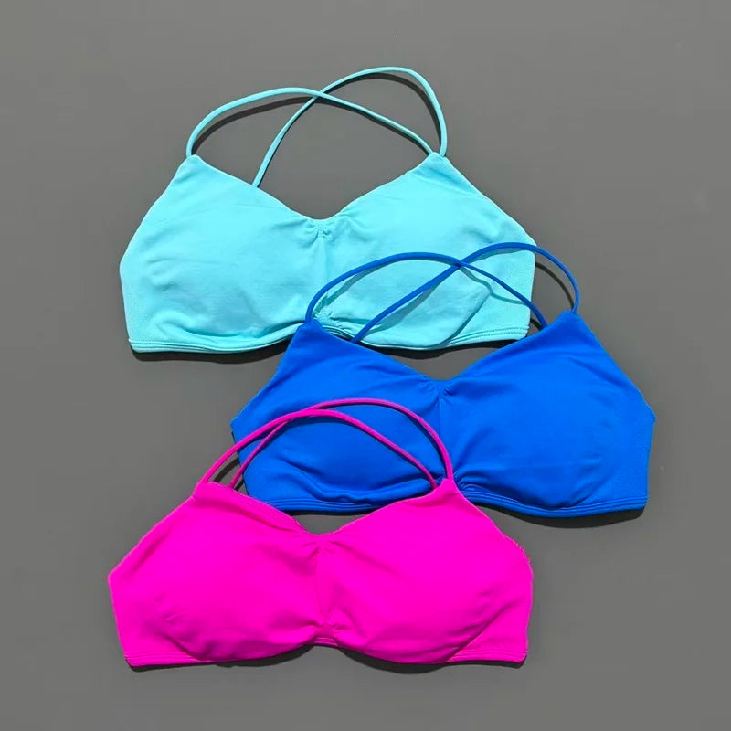 Seamless Cross Back Halter Sports Bra