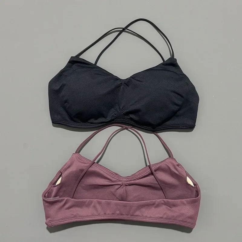 Seamless Cross Back Halter Sports Bra