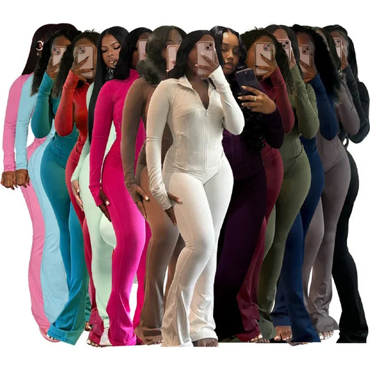Casual Women's Long Sleeve Tight Fitting Sports Clothing 2-Piece Set Sexy Style Cross Border Trade European And American Market