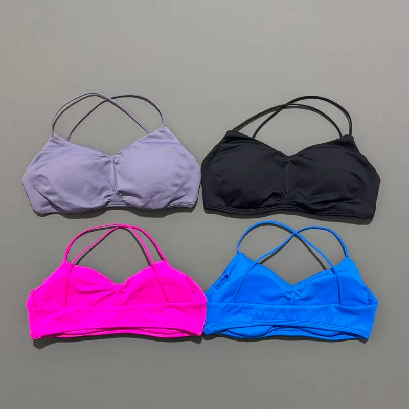 Seamless Cross Back Halter Sports Bra