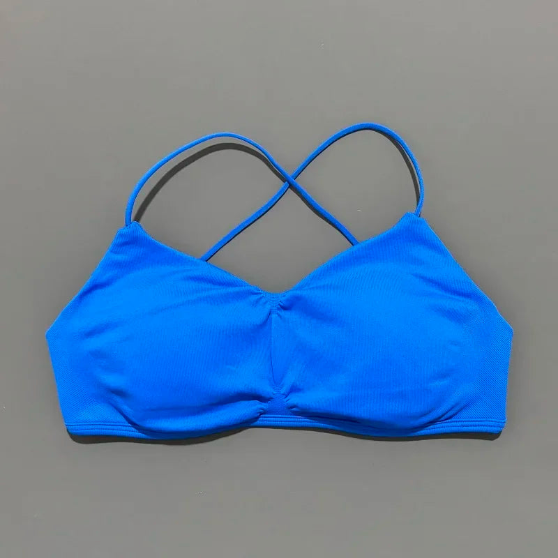 Seamless Cross Back Halter Sports Bra